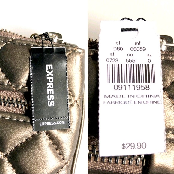 NEW EXPRESS Quilted Wristlet Purse Gold 9” x 6” - Picture 4 of 14